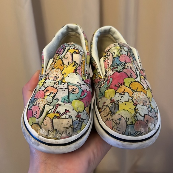Vans toddler size 9.5 slip ons with monster cartoons - Picture 1 of 10